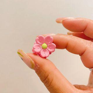 Set: Sakura Plastic Hair Clip Cherry Blossoms - Blue & Red & Green - One Size