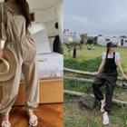 Drawstring-hem Buckled Jumpsuit
