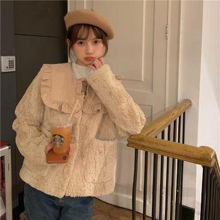 Peter Pan Collar Fleece Lined Pocket Jacket