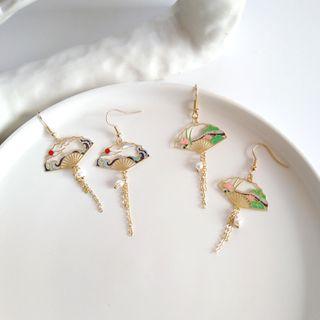 Fan Faux Pearl Drop Earring / Clip-on Earring