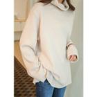Tall Size Mock-neck Dip-back Ribbed Sweater