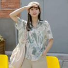 Elbow-sleeve Tie-dye Chiffon Shirt