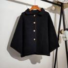 Woolen Lapel Shawl Black - One Size