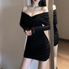 Twist Long-sleeve Mini Bodycon Dress