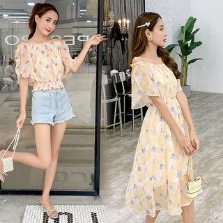 Short-sleeve Pattern Top / A-line Dress