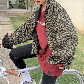Leopard Printed Zip-up Jacket Leopard - One Size