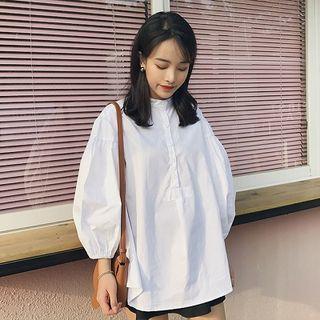 Loose-fit Lantern Sleeve Stand-collar Blouse