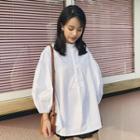 Loose-fit Lantern Sleeve Stand-collar Blouse