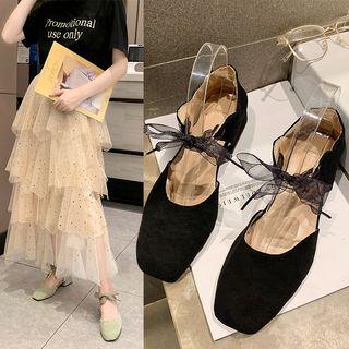 Ankle-tie Chunky Heel Pumps