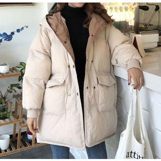 Contrast Lining Hooded Padded Coat