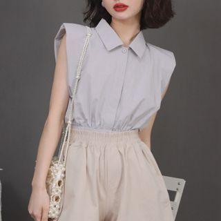 Sleeveless Padded Shoulder Shirt
