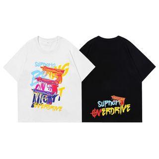 Lettering Gun Print T-shirt