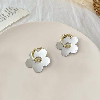 Flower Alloy Dangle Earring 1 Pair - 01 - Gold & Silver - One Size