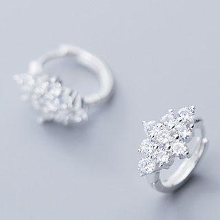 S925 Sterling Silver Rhinestone Hoop Earring As Shown In Figure - One Size