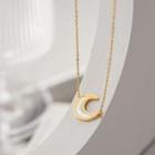 Moon Shell Pendant Stainless Steel Necklace Gold - One Size