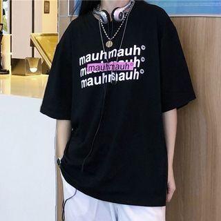 Coupler Matching Short-sleeve Lettering T-shirt