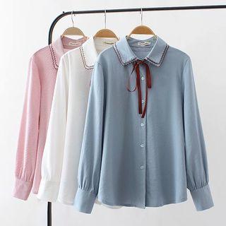 Layered Collar Tie-neck Shirt
