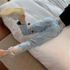 Destroyed Wide-leg Ankle Jeans