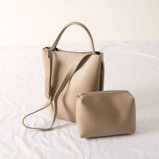 Stitched Bucket Shoulder Bag With Pouch