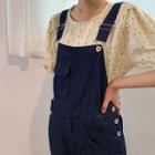 Buckled-strap Pocket-detail Baggy Overall Jeans