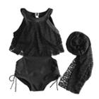 Set: Open Shoulder Lace Swimsuit + Cover-up