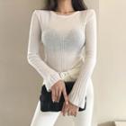 Fitted Sheer Rib-knit Top