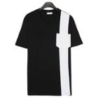 Short-sleeve Contrast-trim Pocket-front T-shirt