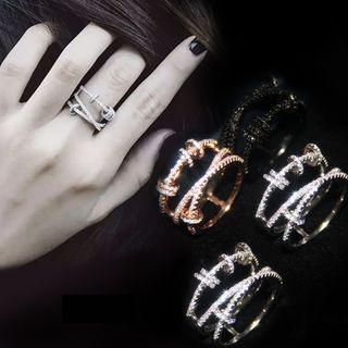 Rhinestone Turnable Hoop Layered Ring