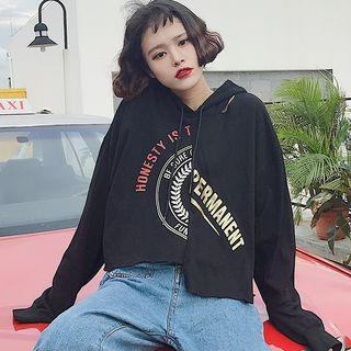 Print Asymmetrical Hoodie