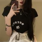 Short Sleeve Letter Print Crop T-shirt