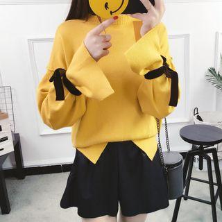 Frill Trim Ribbon Sweater