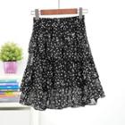Star Print Ruffle Skirt Black - One Size