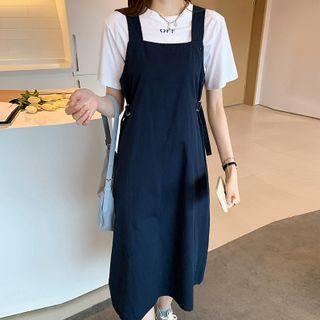 Plain Lace-up Jumper Dress