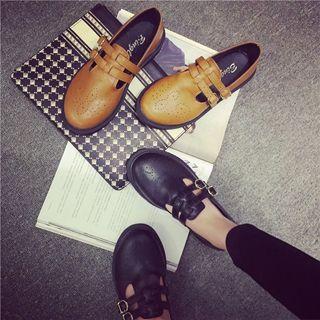 Buckled Faux-leather Loafers