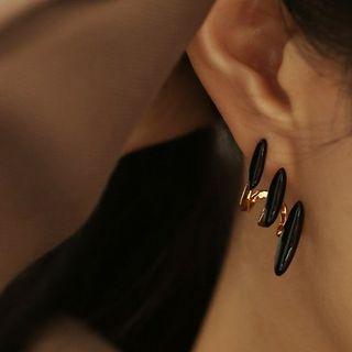 Glaze Alloy Earring 1 Pc - Black - One Size