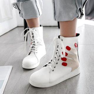 Faux Leather Hand Applique Short Boots