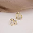 Heart Rhinestone Alloy Earring E15794 - 1 Pair - Gold - One Size