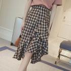 Plaid Ruffle Hem A-line Skirt