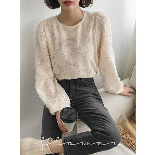 Puff-shoulder Lace Blouse