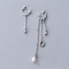 925 Sterling Silver Non-matching Rhinestone Drop Earring As Shown In Figure - One Size