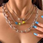 Set Of 3: Necklace 2363 - Set - Silver - One Size