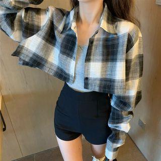 Plaid Shirt / Tank Top / High-waist Shorts