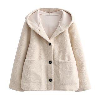 Hooded Single-breasted Fleece Jacket