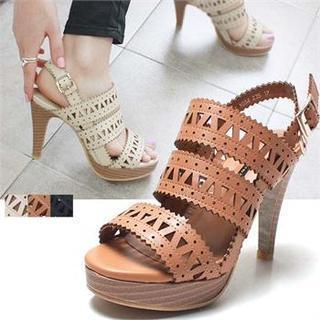 Perforated Detail Strap Sandals