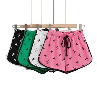 Cross Print Piped Shorts