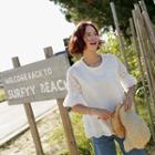 Bell-cuff Eyelet-lace Top Ivory - One Size