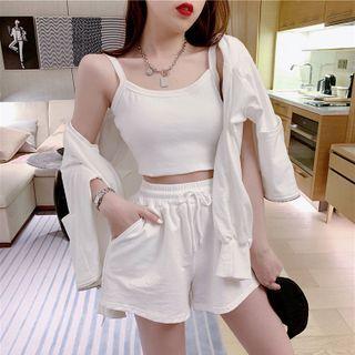 Set: Camisole Top + Shorts + Zip Hoodie