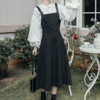 Set : Lantern-sleeve Shirt + Plain Jumper Skirt