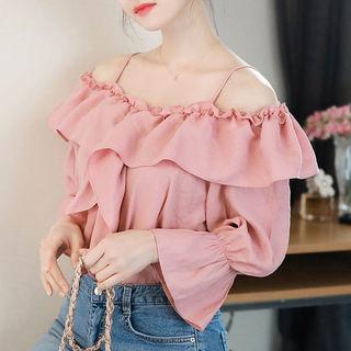 Cold-shoulder Ruffle-trim Top