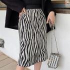 Zebra Print Midi Straight-fit Skirt
